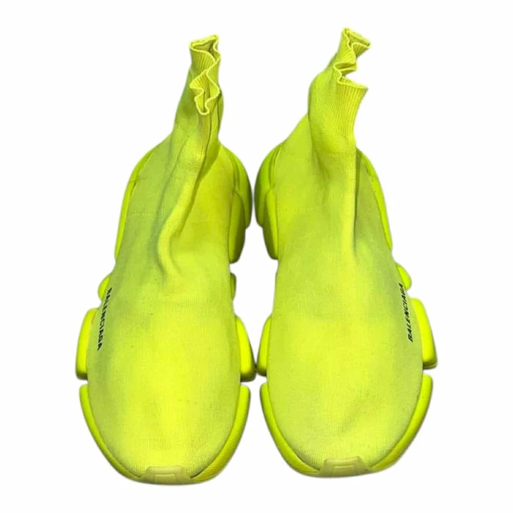 Balenciaga Speed 2.0 LT Sock Yellow Neon Knit Stretch High Top Sneakers Size 11 - Picture 3 of 9
